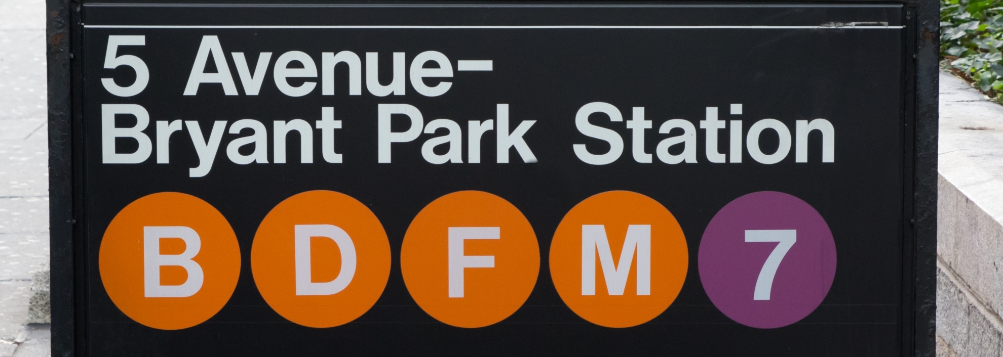 Image of Bryant Park station subway sign in New York City