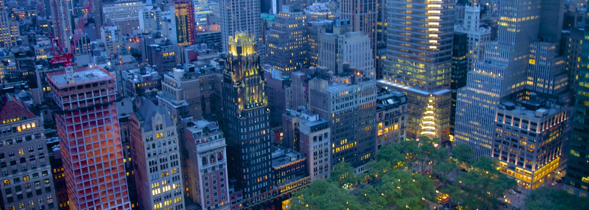 High Angle View of New York Public Library and Midtown Manhattan Office Towers